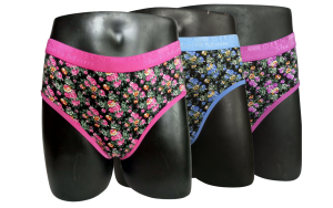 Stylish Name Tape - Printed Mid Waist Top Fancy Name Tape Elastic Cotton Panty (Pack of 3)